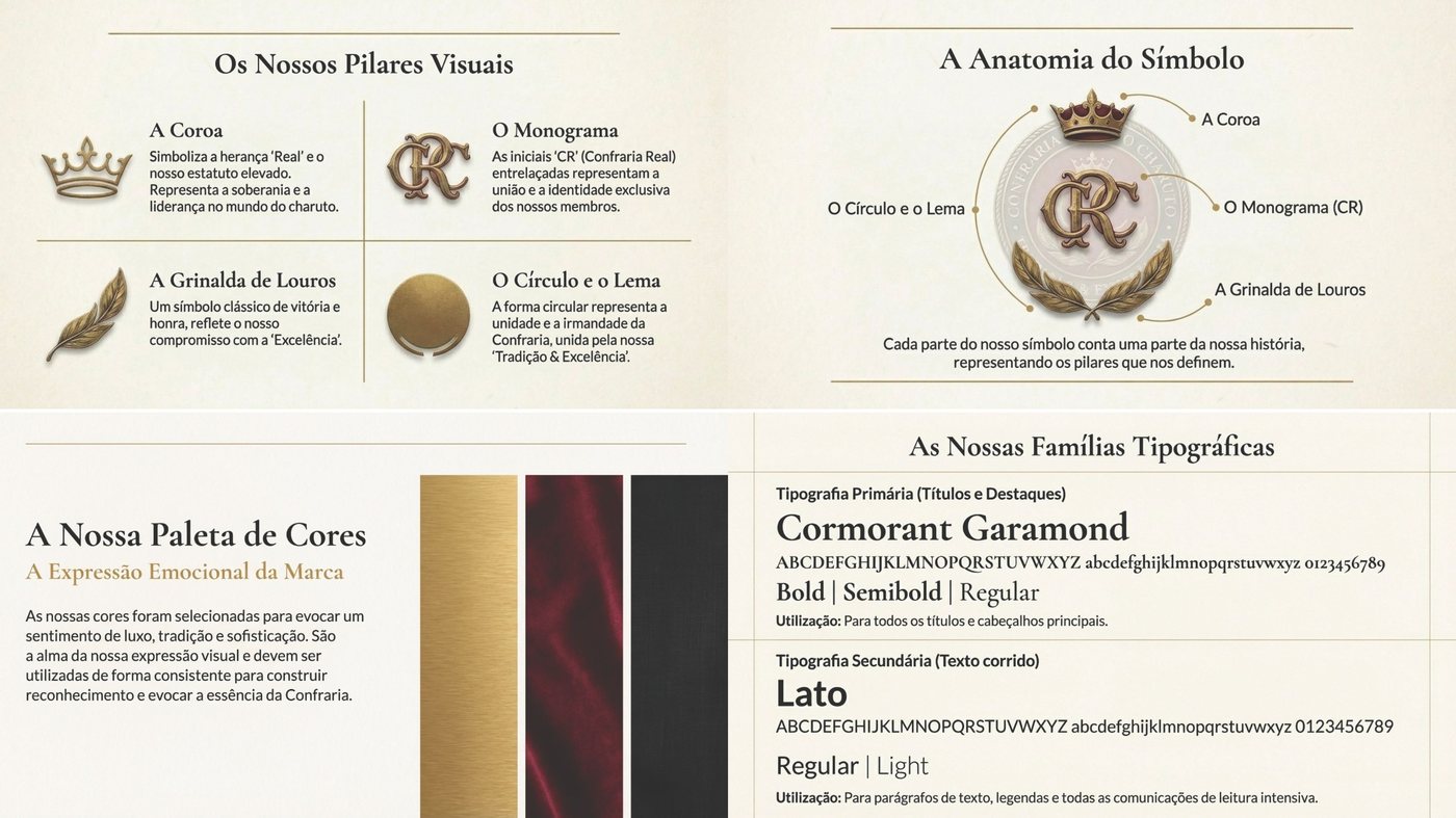 Pilares visuais e anatomia do símbolo da Confraria Real do Charuto