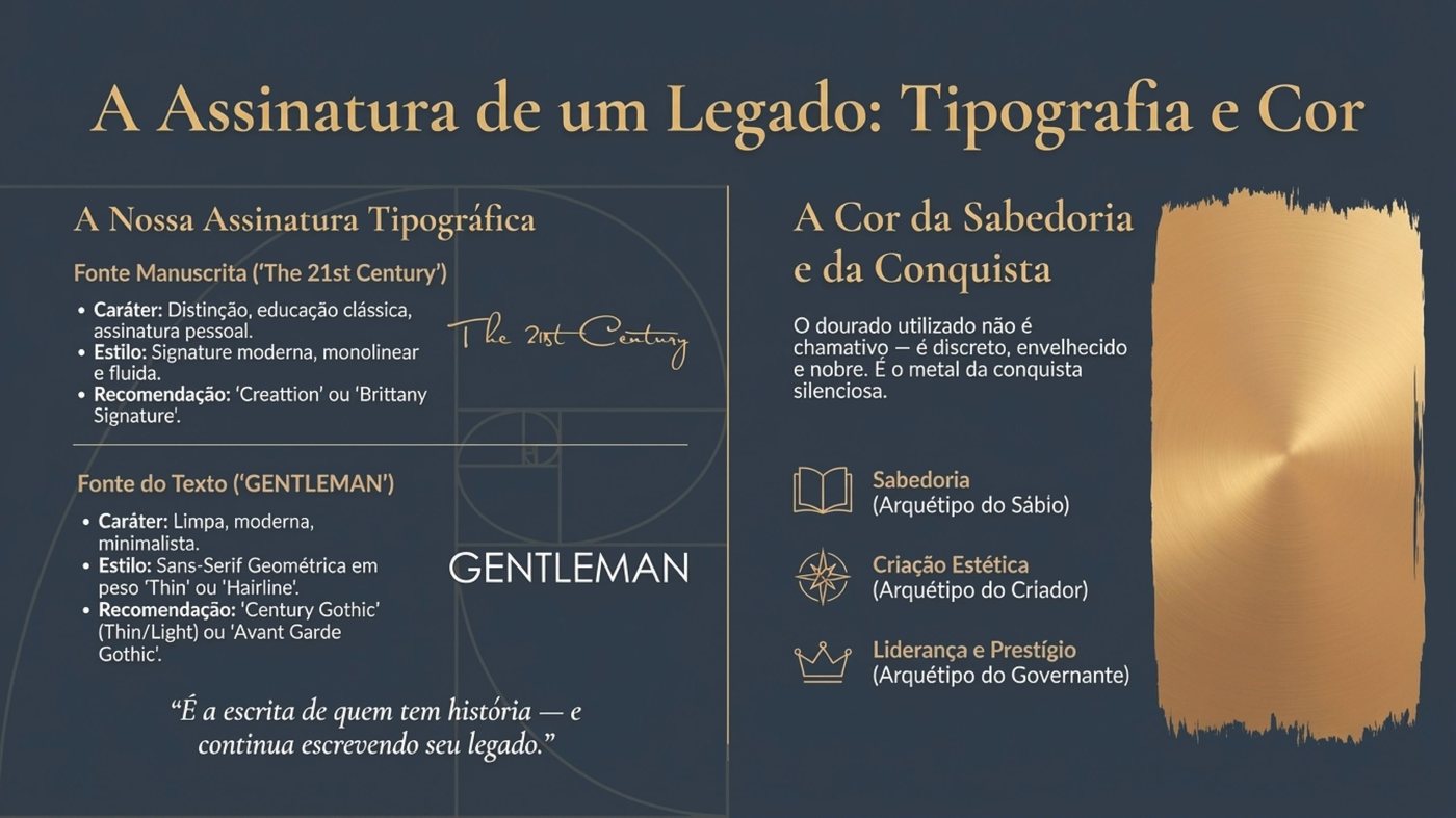 Assinatura tipográfica e cor do The 21st Century Gentleman