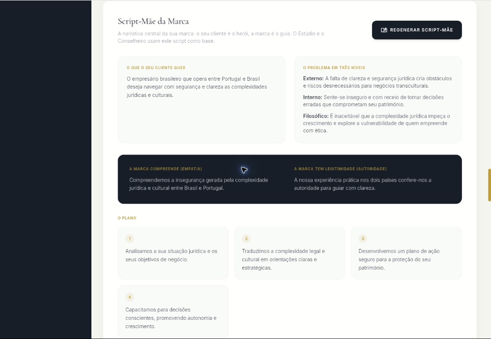 Interface do módulo Script-Mãe no Estratégia Áurea OS